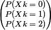 \begin{pmatrix} P(Xk=0)\\ P(Xk=1) \\ P(Xk=2) \end{pmatrix}